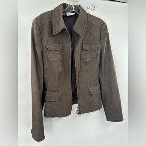 Akris Punto full zip jacket brown trendy size 8 wool blend
